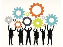 Community Outreach and Engagement image of silhouettes holding gears